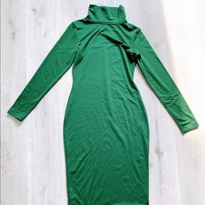 Green Turtle Neck Dress